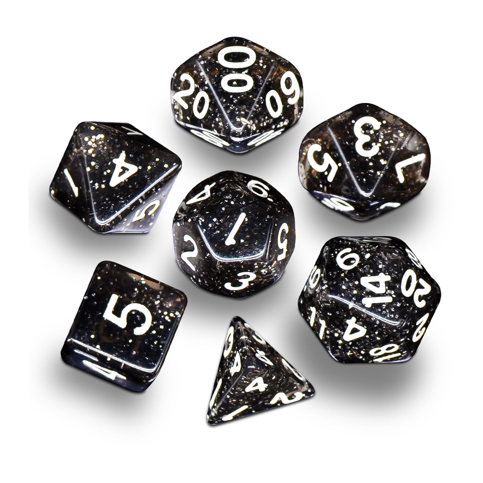 LaoChoes 7 Dice, DND Dungeons and Dragons Game Dice, MTG Magic The Gathering Games, Board and RPG Games Dice (Black)