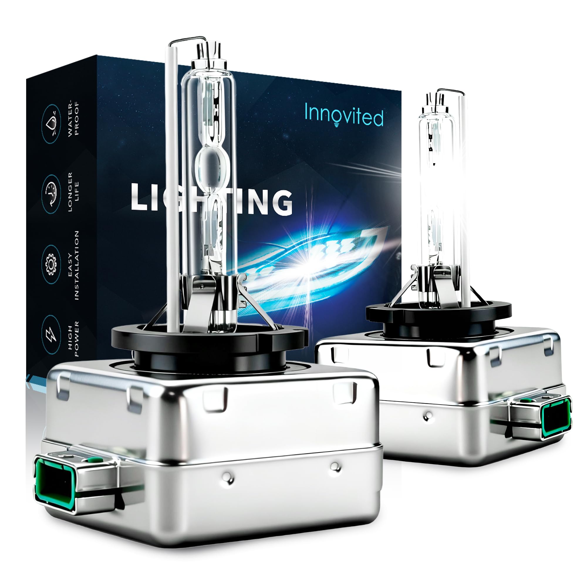 Innovited D3S HID Xenon Headlight Bulbs 6000K Cool White High Low Beam 66340 42403 42302,etc Replacement Bulb - Pack of 2