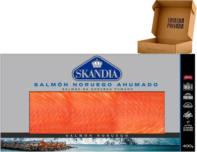 Salmón Noruego Ahumado - Envío 24 h - Salmón Premium Fileteado en lonchas en bandeja (400g)