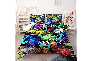Twin Car Bedding Set: Race Car Comforter Sets for Boys, Kids, Teens, and Girls