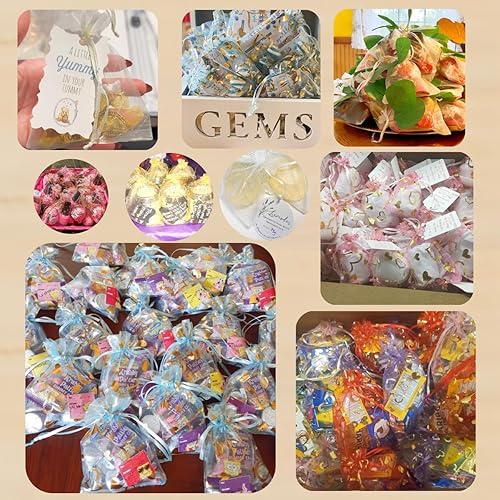 Miniatura 7 de QIANHAILIZZ Paquete de 100 bolsas de regalo de organza con forma de corazón de flores de 2.8 x 3.5 pulgadas, bolsa de regalo para dulces, bolsa de