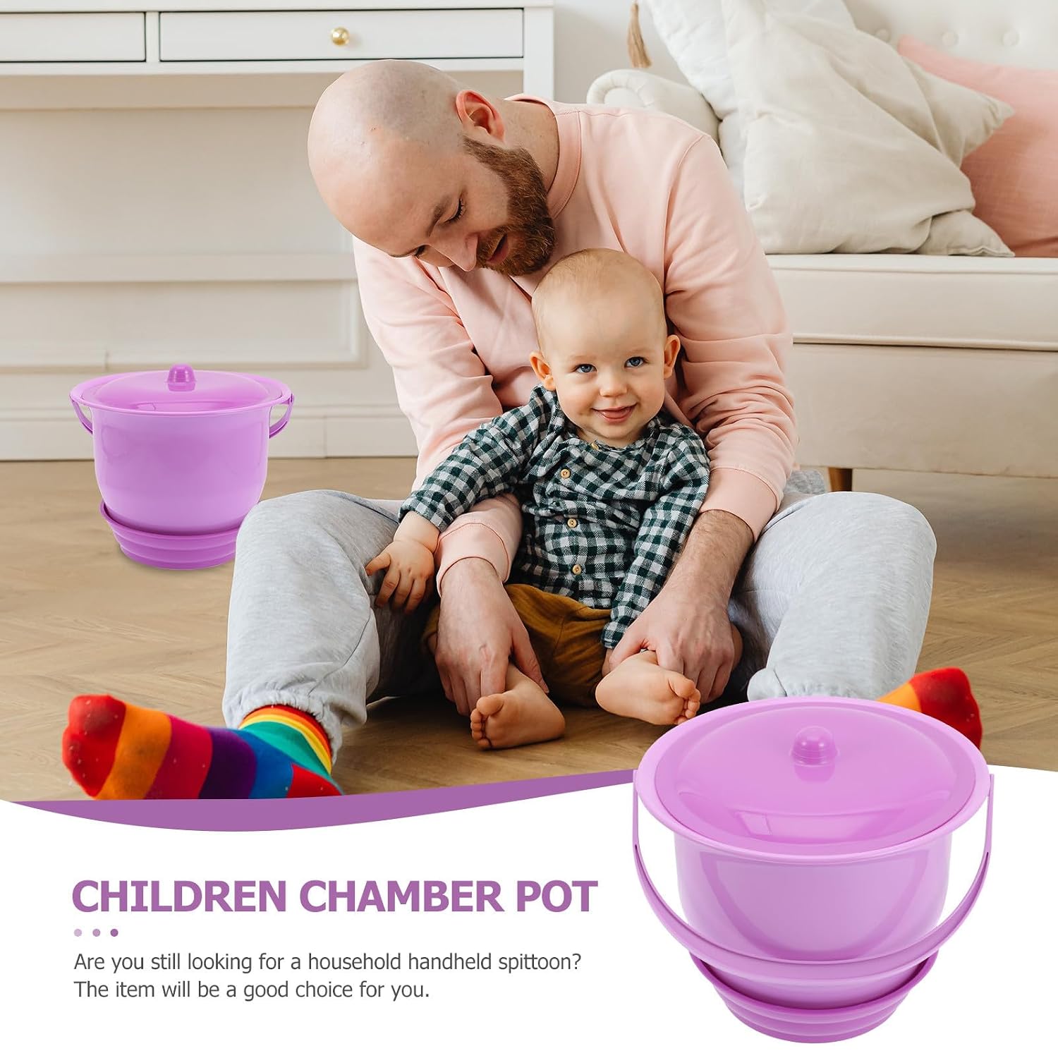 LABRIMP Portable Unisex Spittoon Chamber Pot with Handle, Plastic Urinal Pot for Easy Cleaning and Stylish Design, for Nighttime Potty Training Random Color