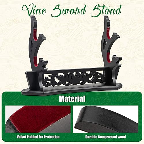 Miniatura 3 de Soporte de espada de vid de 2 niveles acolchado con gancho Katana soporte de exhibición para Tanto Rapier Samurai Sword Cosplay Blade Tanjirou Demon