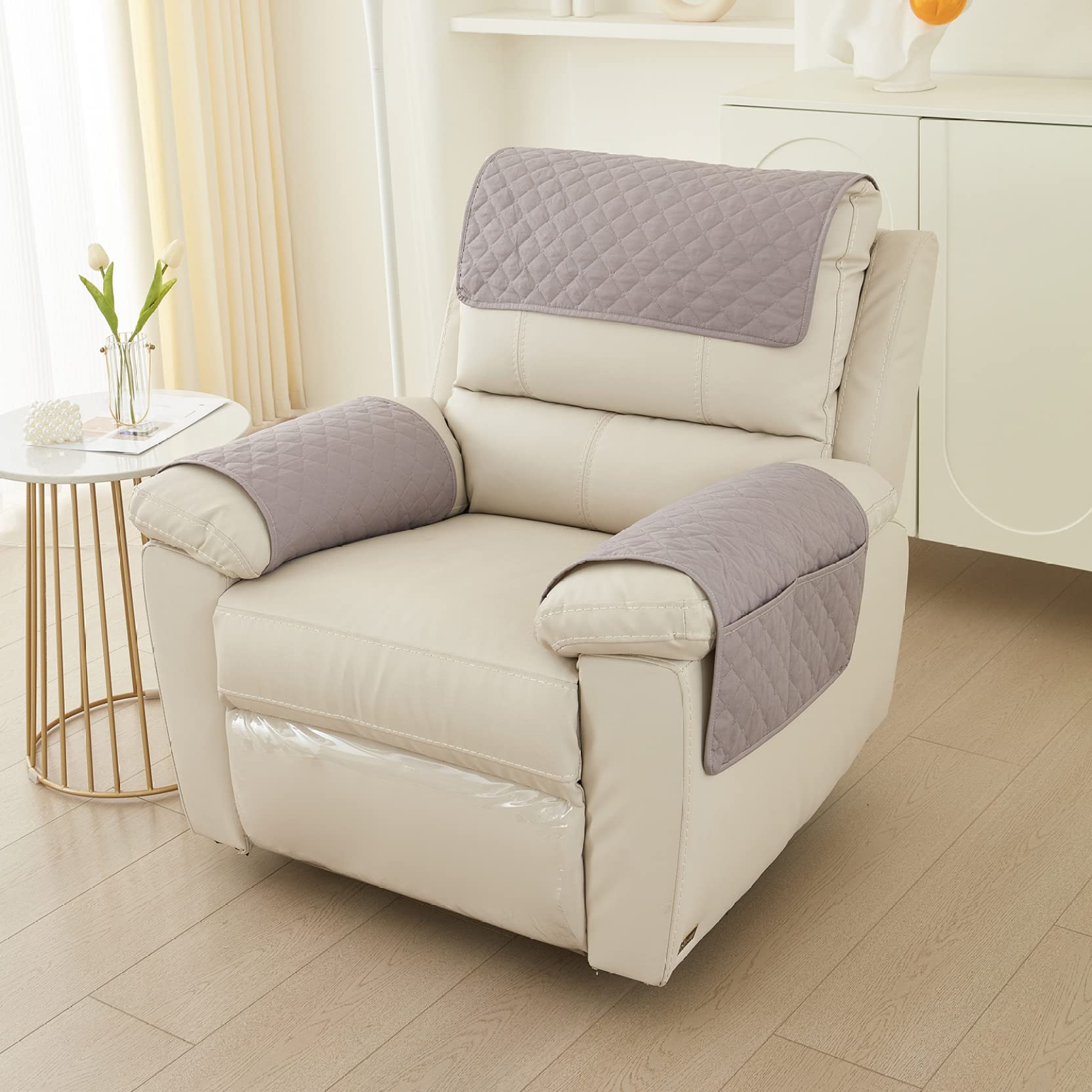 Set di 5 copribraccioli per divano, stile minimalista, con tasca laterale, in poliestere, antiscivolo, per divano, poltrona, accessori per la casa