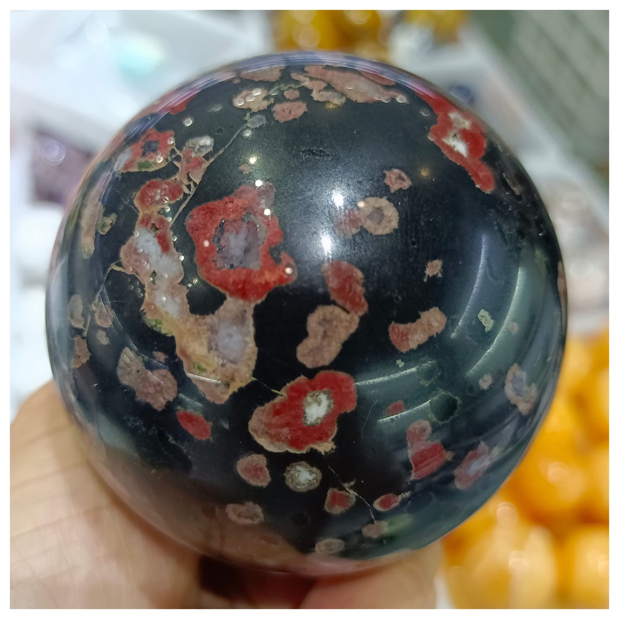 Cristallo Naturale Grezzo Naturale Fiore di Prugna Sfera di Giada Sfera Sfera di Cristallo di Quarzo Mento Collezioni di casa (Size : 650-700g)