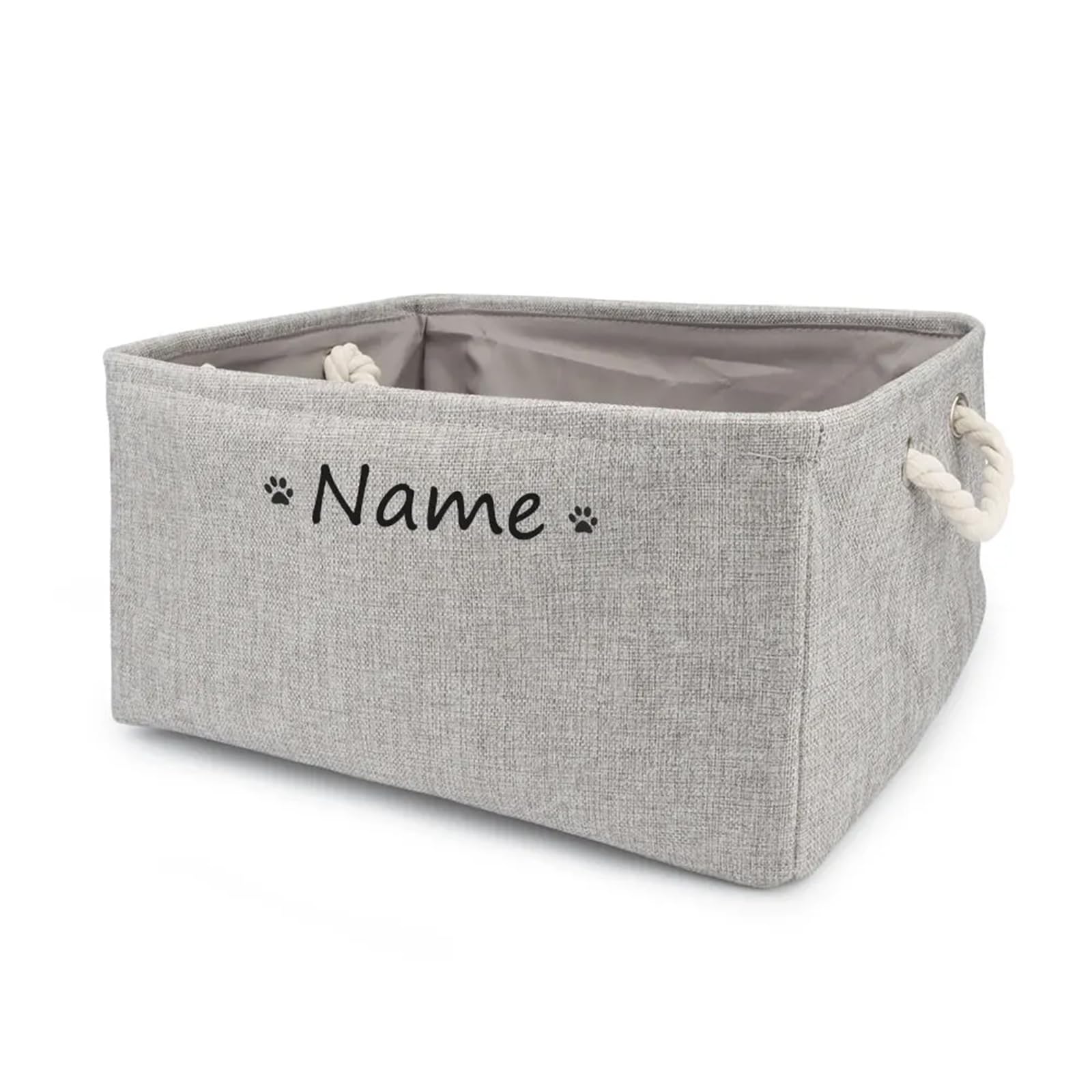 Personalized Pet Dog Toy Storage Basket,Dog Toy Box Customized,Customized Dog Basket, Customizable Dog Toy Box (Gray,S 30x20x12cm)
