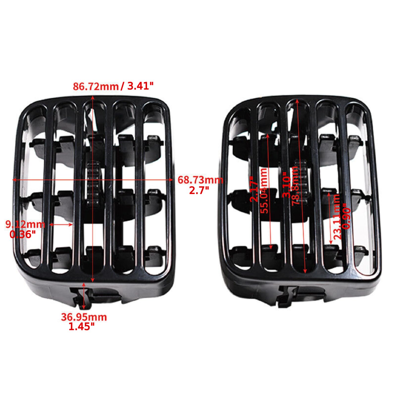 Twowinds - Griglia di Ventilazione 7702258280 Compatibile con Renault Clio 2 (1998-2001) Thalia (2001-2006) - Sinistra e Destra - 7702258279 - Bocchette Cruscotto - Aria Condizionata - Nero (2 pezzi)