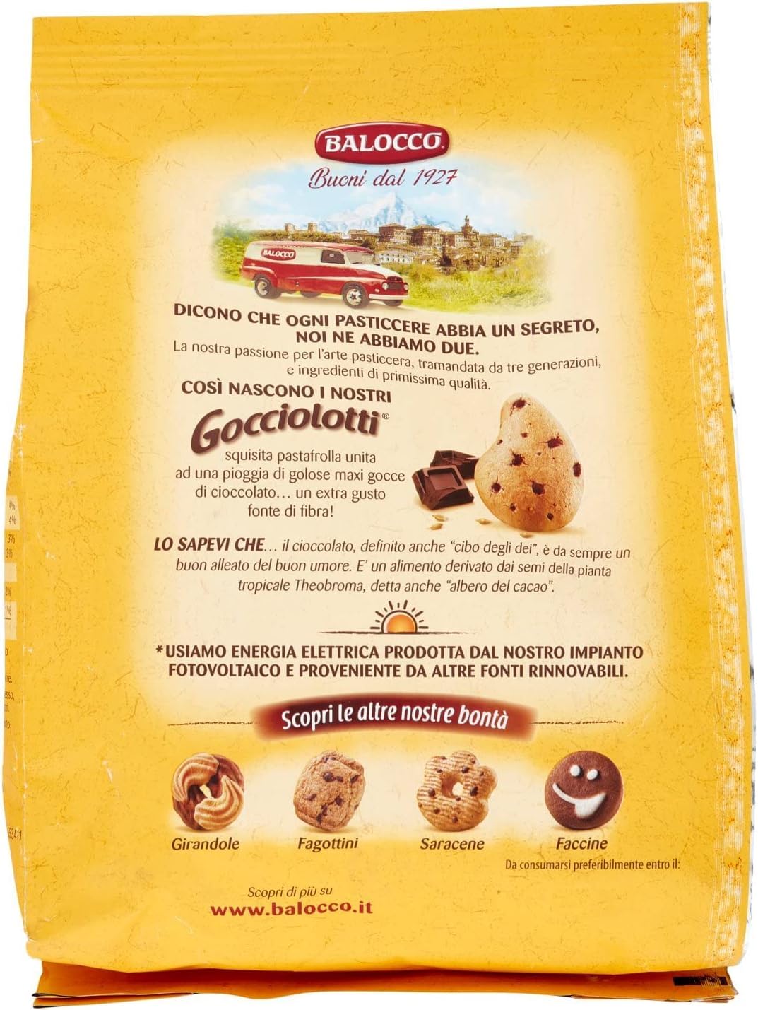 Balocco Gocciolotti Biscotti con gocce di cioccolato Kekse mit Schokoladenstückchen biscuits cookies 100% Italienische Kekse 3x 700g + Italian Gourmet polpa 400g