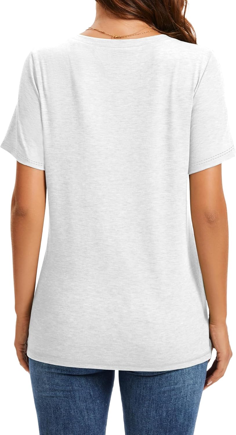 Womens Summer Tops Short Sleeve T Shirts V Neck Women Tops Loose Casual Tee Trendy Clothes - Image 5