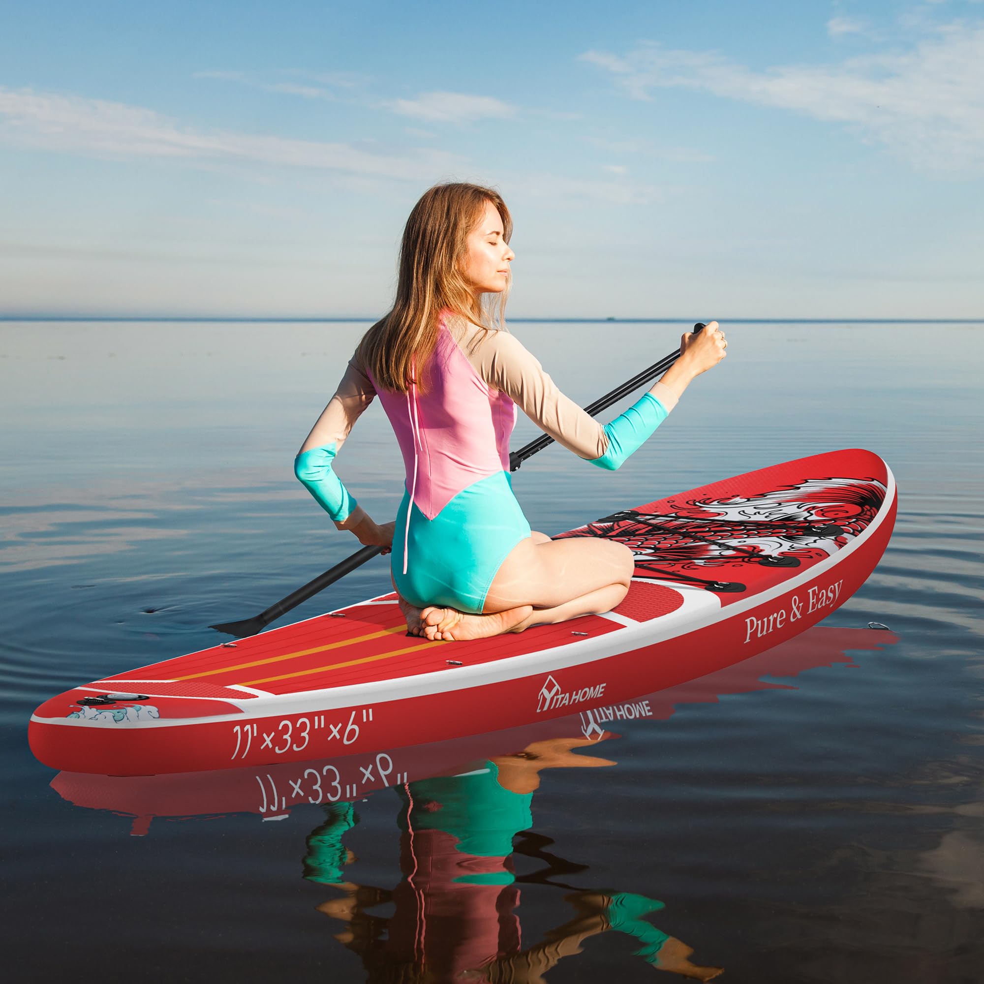 YITAHOME SUP Tavola da surf gonfiabile 335x84x15 cm rosso con accessori