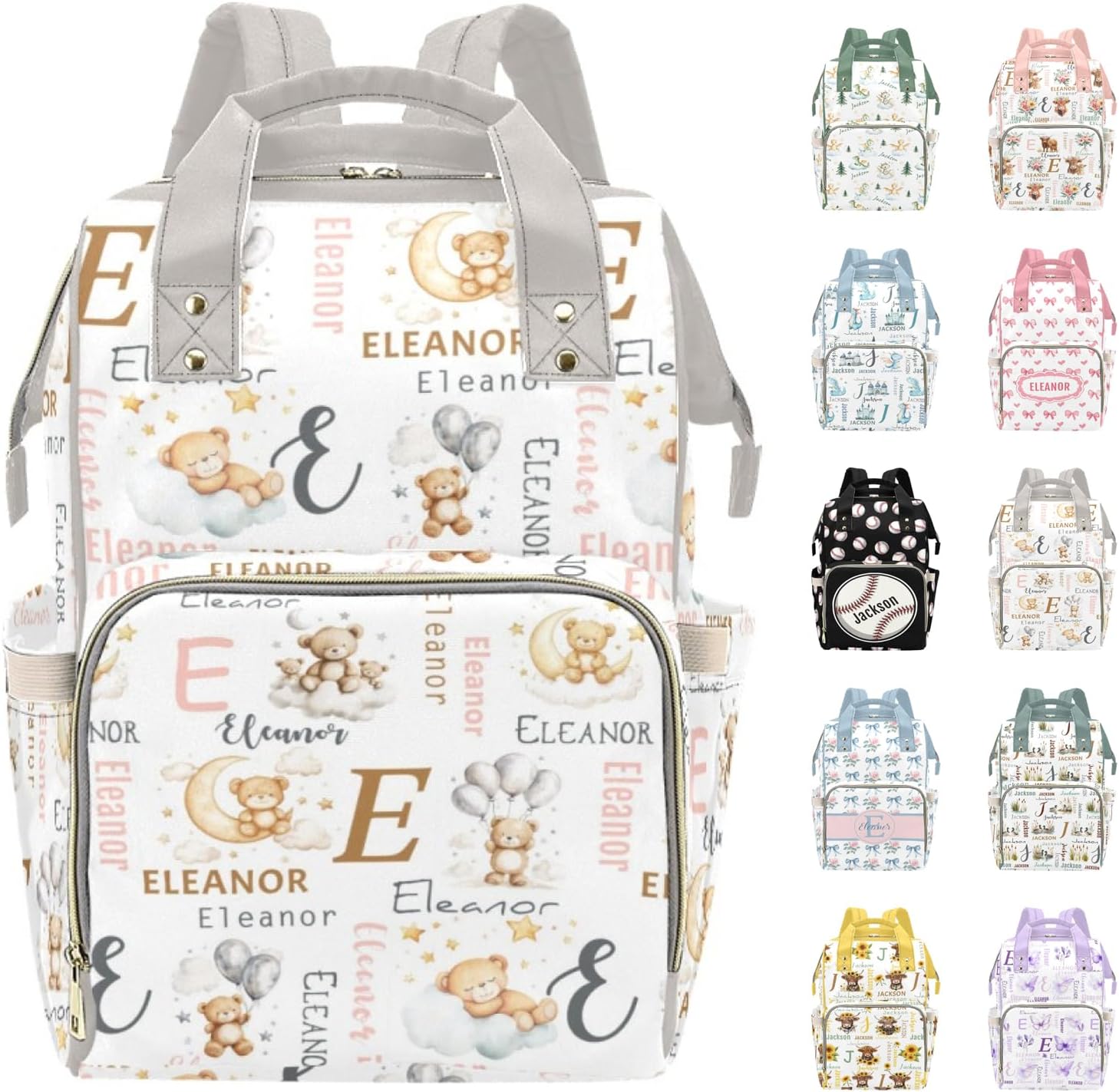 Personalized Highland Cattle Diaper Bag with Name, Custom Farm Theme Diaper Backpack with Thermal Pockets, Multi-function Nursing Baby Bags for Girls, Cute Cow Nappy Bag Travel Bags