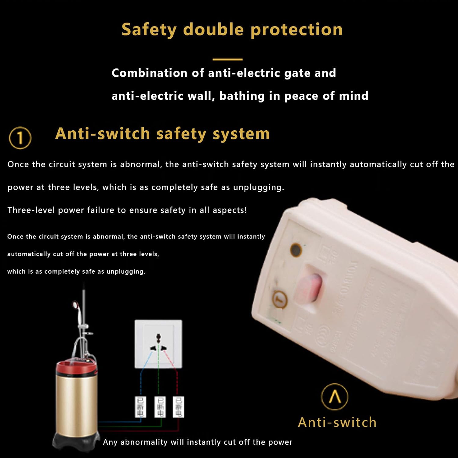 Camping Bathing Machine Handheld Outdoor Shower 304 Stainless Steel Liner Smart Control Panel 2000w/150L 360° Universal Wheel for Home and Outdoor Use (130 Economic Type)