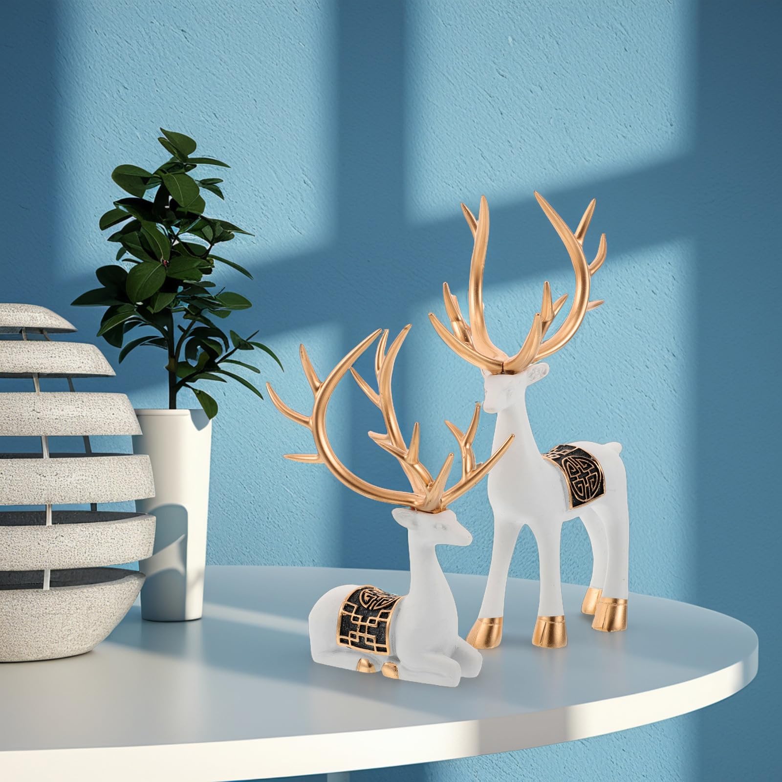 UPKOCH 1 Paar Rentierschmuck aus Keramik Vielseitig Platzierbare Elch Dekoration mit Elegantem Retro Design für Wohnzimmer und Bücherregal