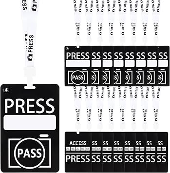 50 مجموعة PVC Press Pass Lanyard Press Badge VIP Badge Lanyards للأحداث، حفلات أعياد الميلاد، الحفلات الموسيقية، المعارض، المتاحف، المقابلات الصحفية