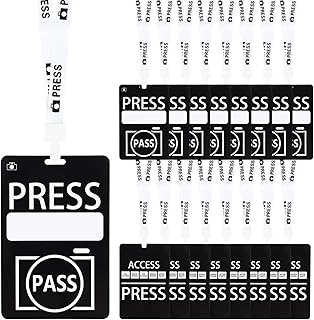 30 Sets PVC Press Pass Lanyard Press Badge VIP Badge Lanyards for Events, Birthday Parties, Concerts, Exhibitions, Museums, Press Interviews
