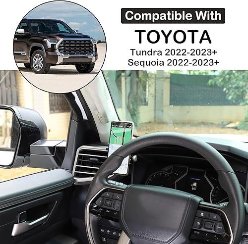 Miniatura 10 de Soporte de teléfono para tablero de automóvil compatible con Toyota TundraSequoia 2022-2023 para consola central de automóvil, clip para panel de