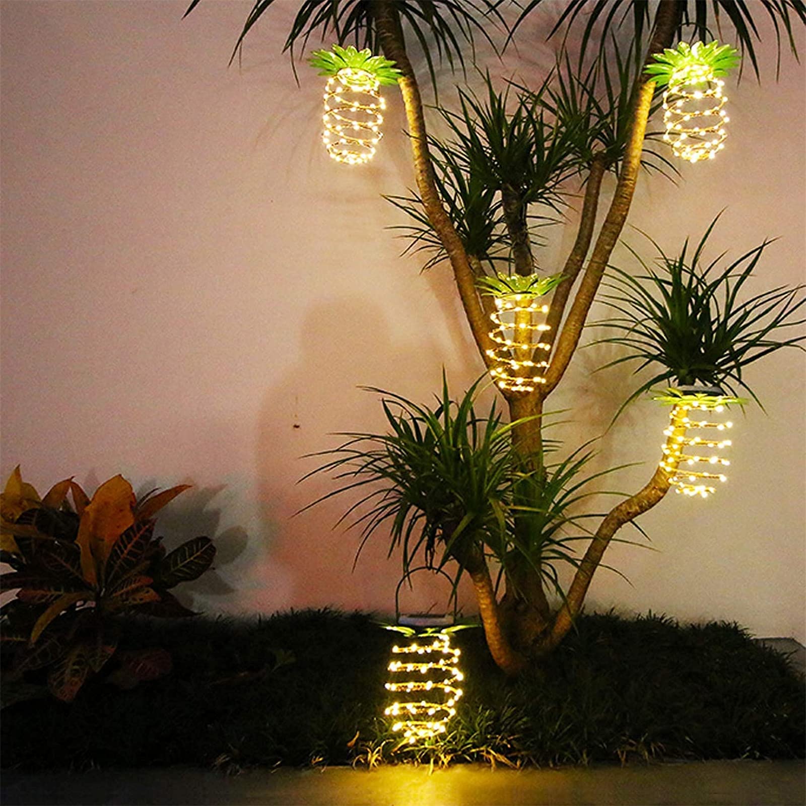Lot De 2 Lampes Ananas Solaires D'extérieur 24/30/60 LED étanches à Suspendre Pour Jardin, Terrasse, Cour, Porche, Chemin B-30LED