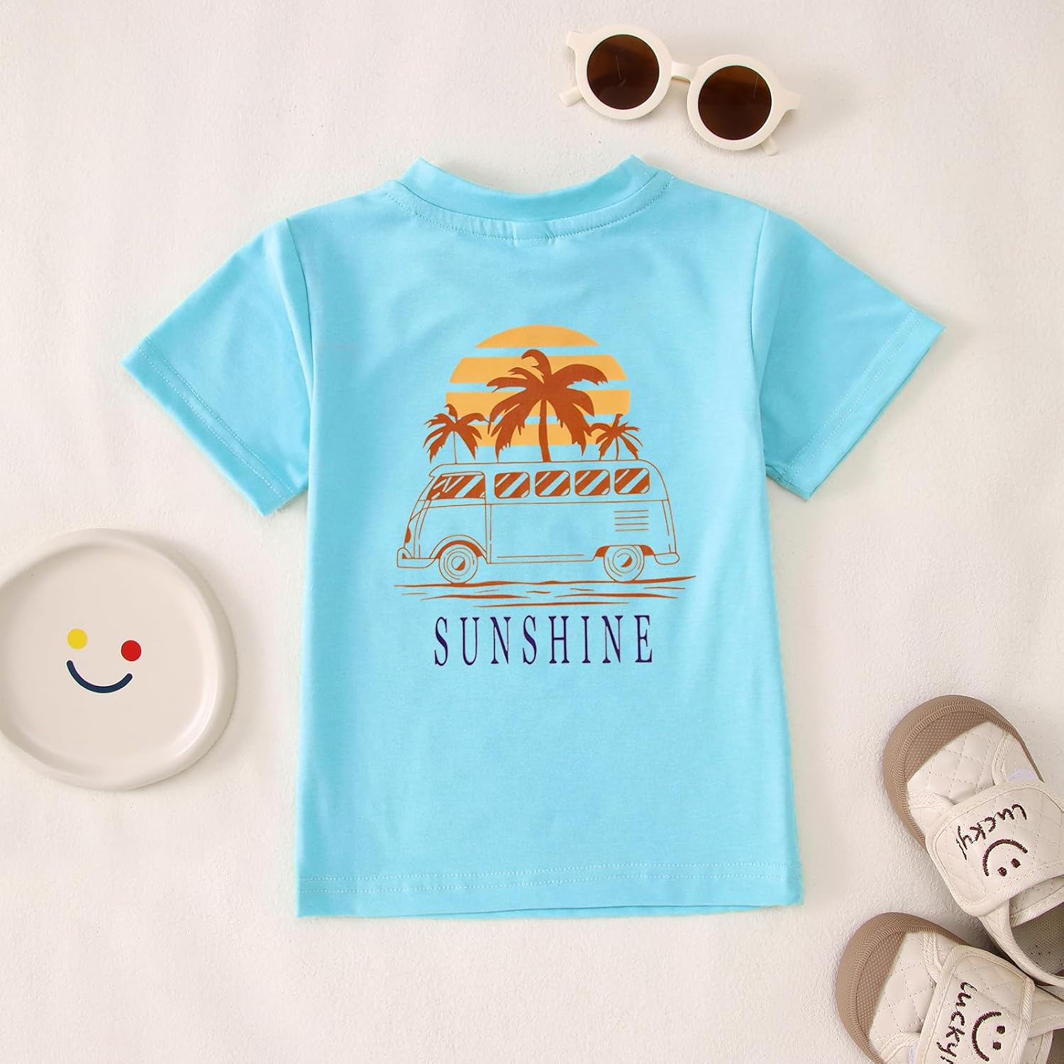 Toddler Boy Girl Hawaiian Shirts Beach Sunshine T-Shirt Kids Palm Tree Graphic Tee Funny Vacation Tops Summer Clothes