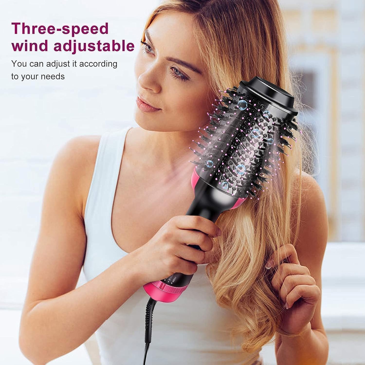 APTODEN Hot Air Brush For Hair Hair Dryer For Woman Hair Straightening Brush Curler Professional 4 In 1 Volumizer Blow Drying for All Hairstyle Curling & Styling 1200 Watt | Gifts for Woman Smooth, Frizz-Free Shine with Advanced Ionic Technology Pink 2