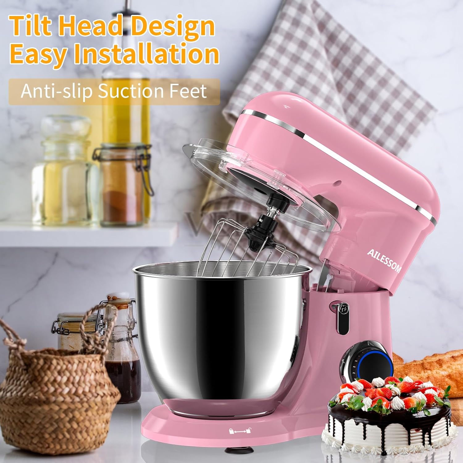 AILESSOM Stand Mixer with tilt-head design
