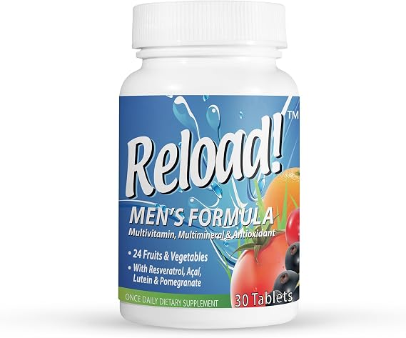 Reload! For Men, All Natural, Multivitamin, Multimineral, And Antioxidant, With 24 Fruits And Vegetables! 1 Month Supply.