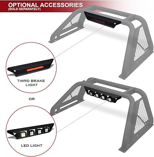 Miniatura 7 de Armordillo CRB Rack de persecución para camiones de tamaño completo de 12 tonelada, soportes de luz LED, 04-24 F150 F-15007-18 Silverado Sierra