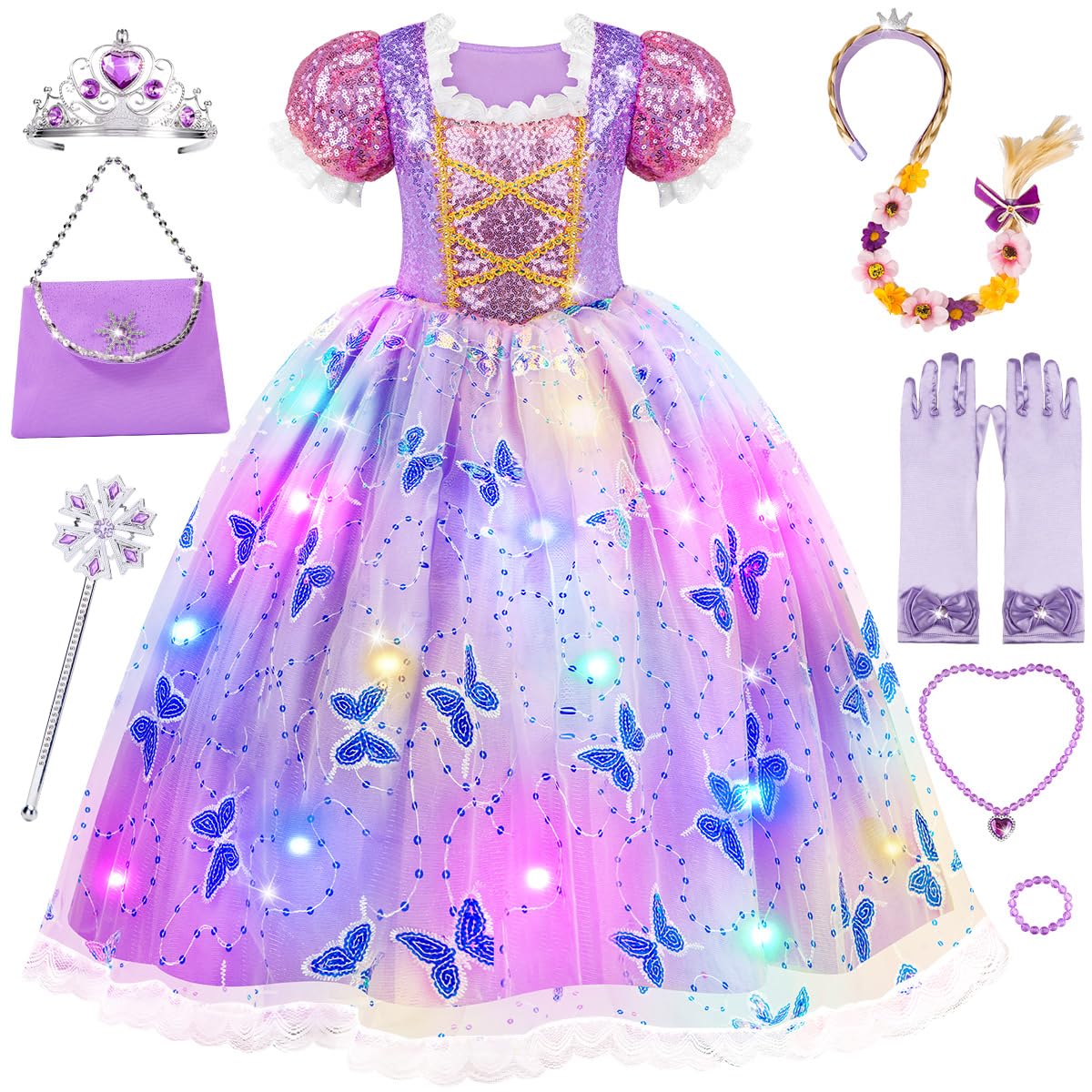 Meland Princess Dresses for Girls - Light Up Princess Costume for Little Girl Halloween Costumes Gift for Toddler