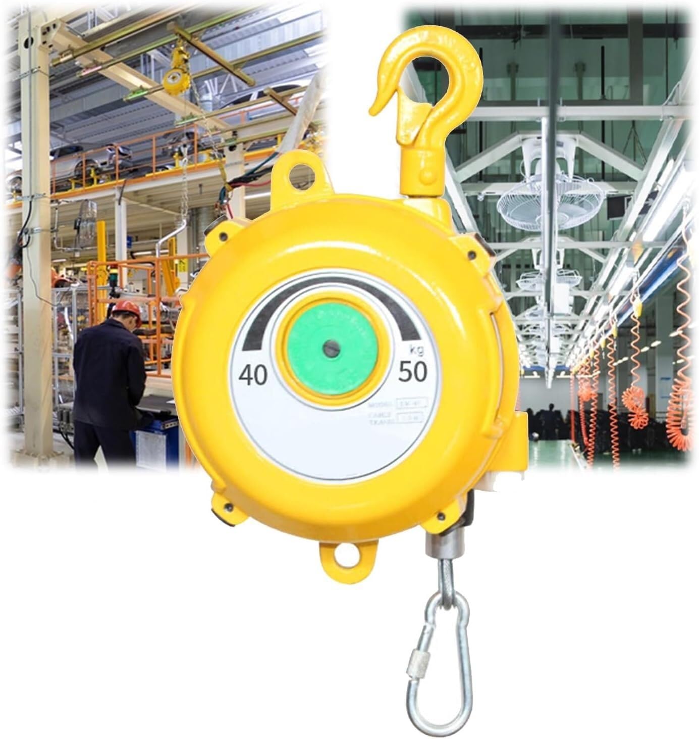 VUIKLCty Spring Balancer Tool Balancer With Wire Rope And Hook For Workshop And Automotive Equipment (Size : 40-50kg)