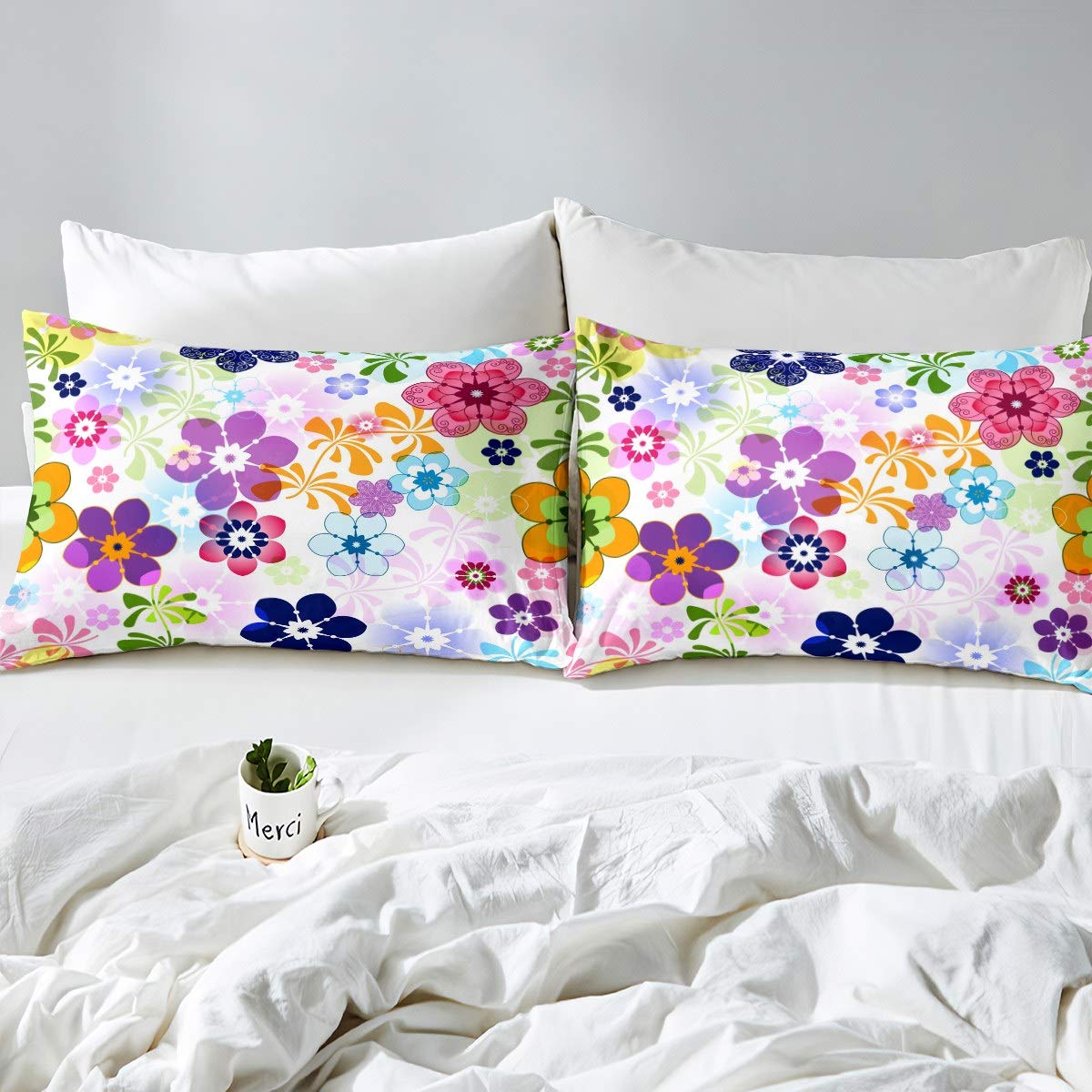 Set di biancheria da letto per bambine con farfalle colorate, con stampa di farfalle e lenzuola, per bambini, figlia e fiori, set di lenzuola per letto con fiori e federe per letto