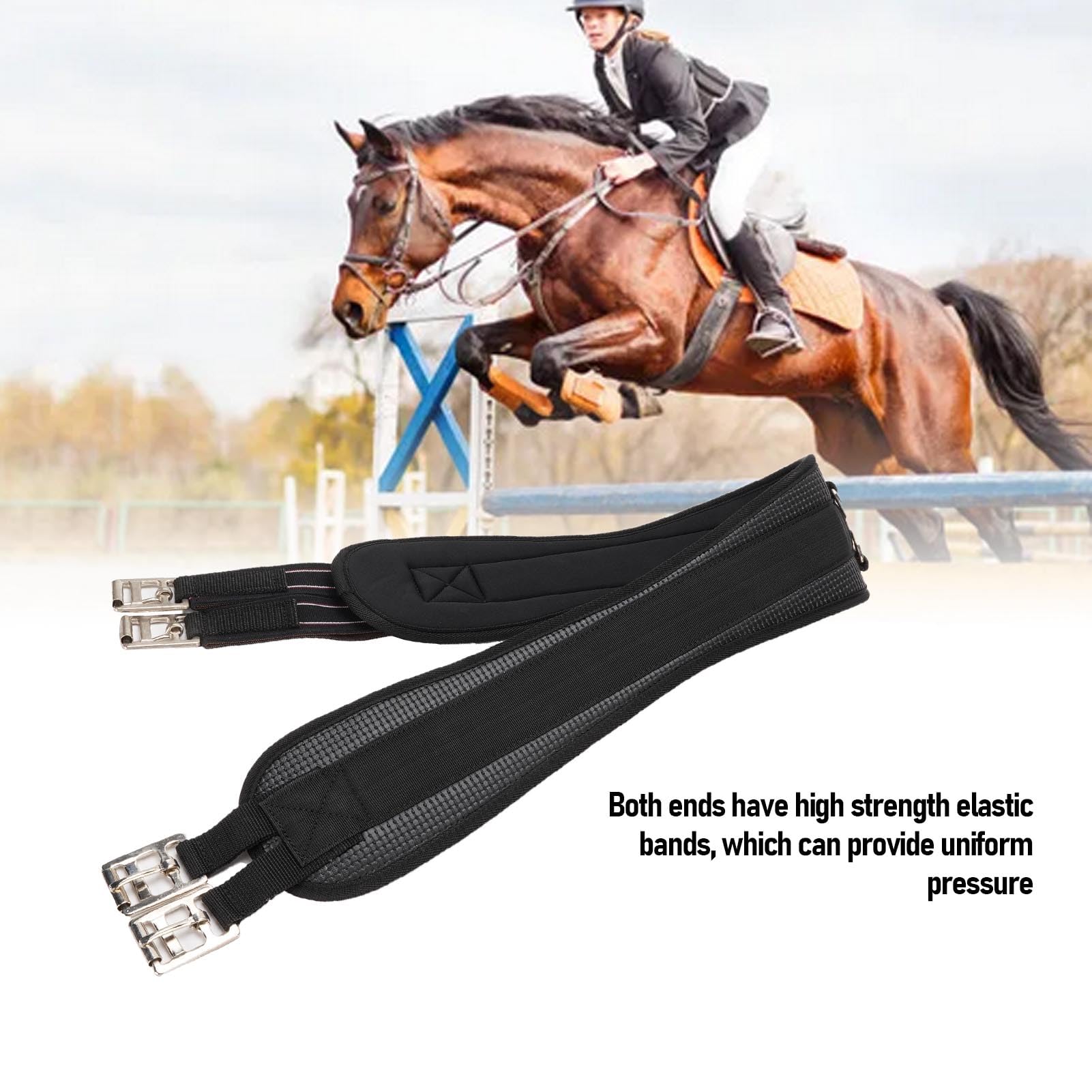 Pferdesport Leder Pferdebauchgürtel Roller Schnalle Edelstahl Gleichmäßige Druckverteilung Trail Reiten Englisch Sattel