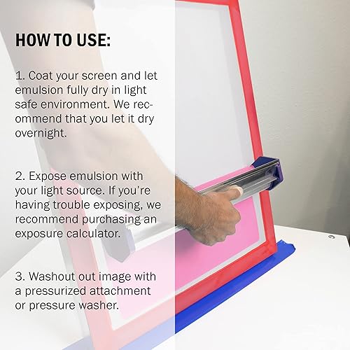 Miniatura 5 de Emulsión de serigrafía Ecotex DC rosa (pinta, 16 onzas), emulsión fotográfica requerida para pantallas de seda y tela, para serigrafía, tinta de