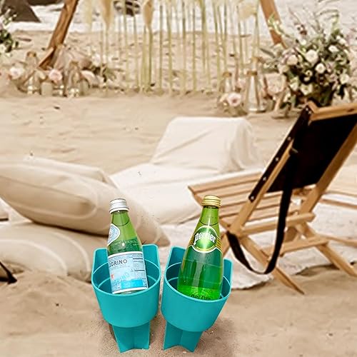 Miniatura 3 de Portavasos para la playa Home Queen con bolsillo, soporte multifuncional para arena para bebidas, teléfono, gafas de sol y llaves, accesorio de