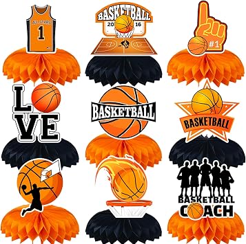 9 Pcs Basketball Centerpieces Basketball Party Decorations Basketball Table Decorations Basketball Birthday Party Supplies
