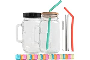 Handmade 32oz Mason Jars Set: Iced Coffee Drink Accessory Kit with Versatile Options