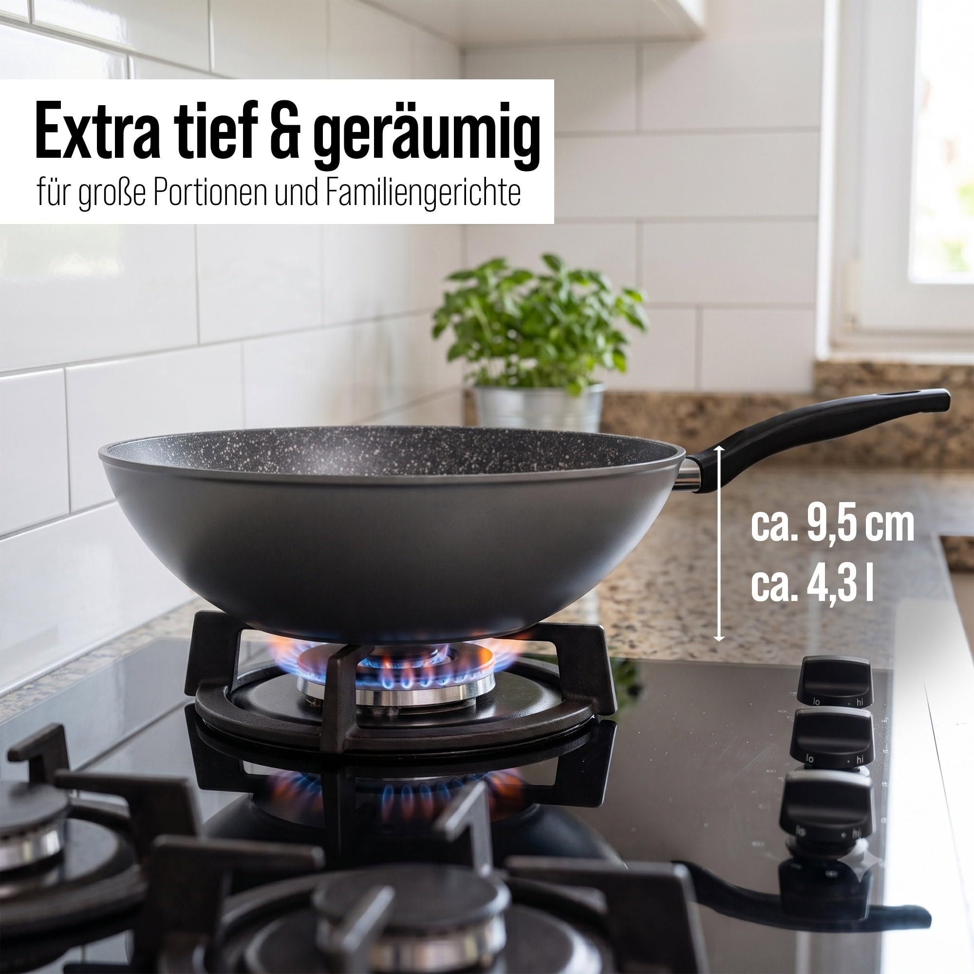 STONELINE® Wok 30 cm, adatto per piani cottura a induzione
