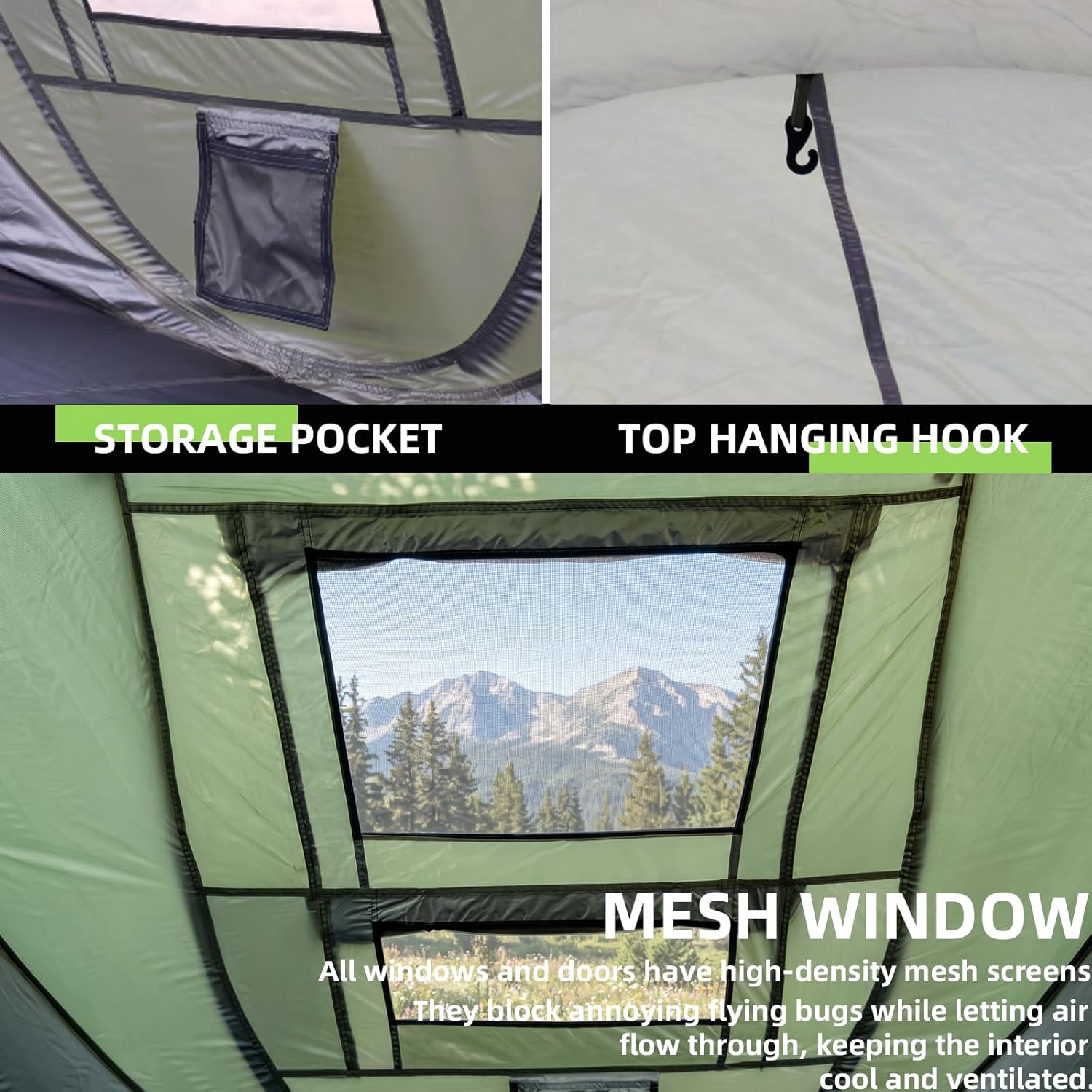 Hewolf 2/4 Person Pop Up Camping Tent,Instant Easy Setup,Waterproof,Automatic Family Tent for Camping,Hiking & Traveling