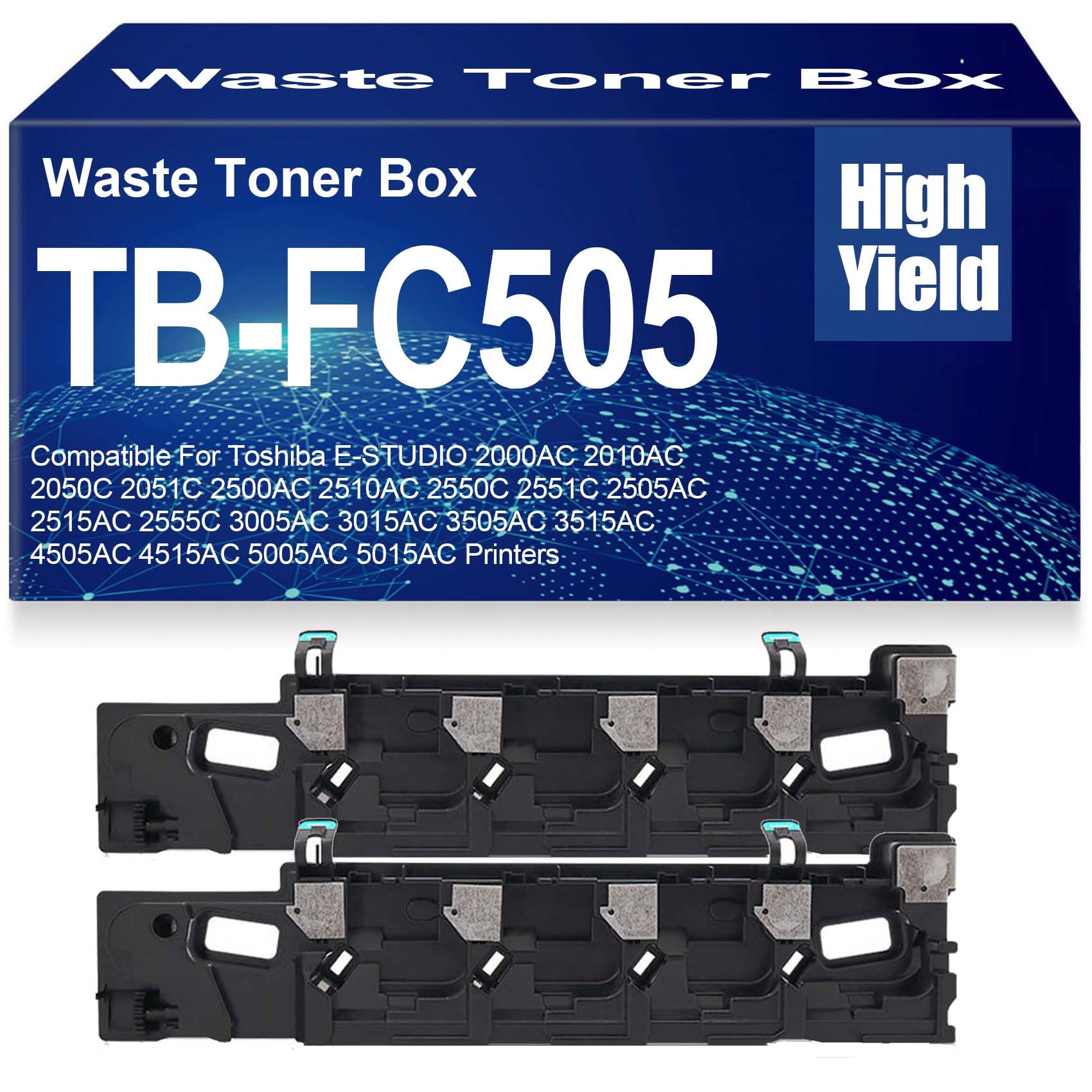 Cartouche de Toner usagée Compatible TB-FC505 pour Toshiba E-Studio 2000AC 2010AC 2050C 2051C 2500AC 2510AC 2550C 2551C 2505AC 2515AC 2555C 3005AC 3015AC 3505AC,TB FC505-2PC