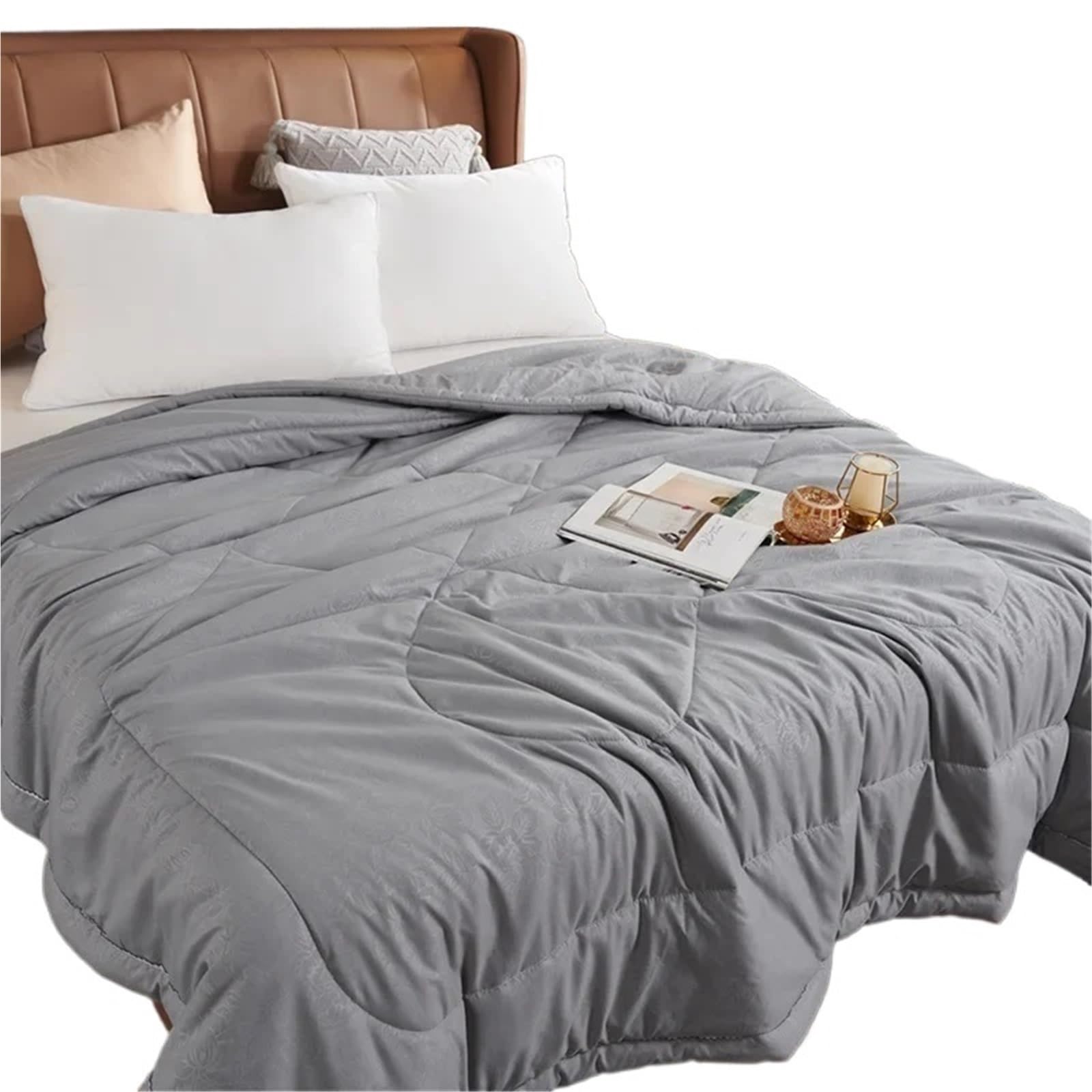 EBzvblxm Cooling Blanket for Summer, Summer Cooling Silk Quilt Blanket Multicolor Multiple Sizes(Grey,200x230 cm 1300g)