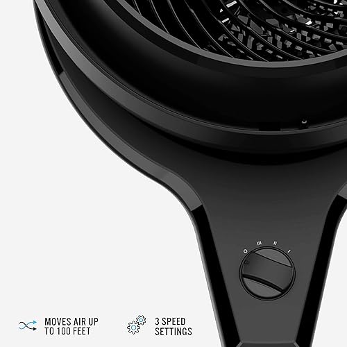 Miniatura 3 de Vornado Ventilador de pedestal de circulación de aire 602 para toda la habitación con 3 velocidades, altura ajustable, personal, negro y ventilador
