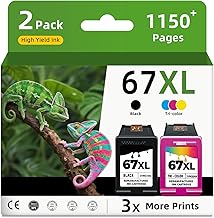 67XL Ink Cartridges Replacement for HP Ink 67 XL Black and Color Combo Pack HP67 HP67XL for 2700 2700e 2752e 2755e 2800e 2855e 2827e 2852e 4100 4100e 4155e 4200e 4227e 4255e 6000 6055e 6455e Printer