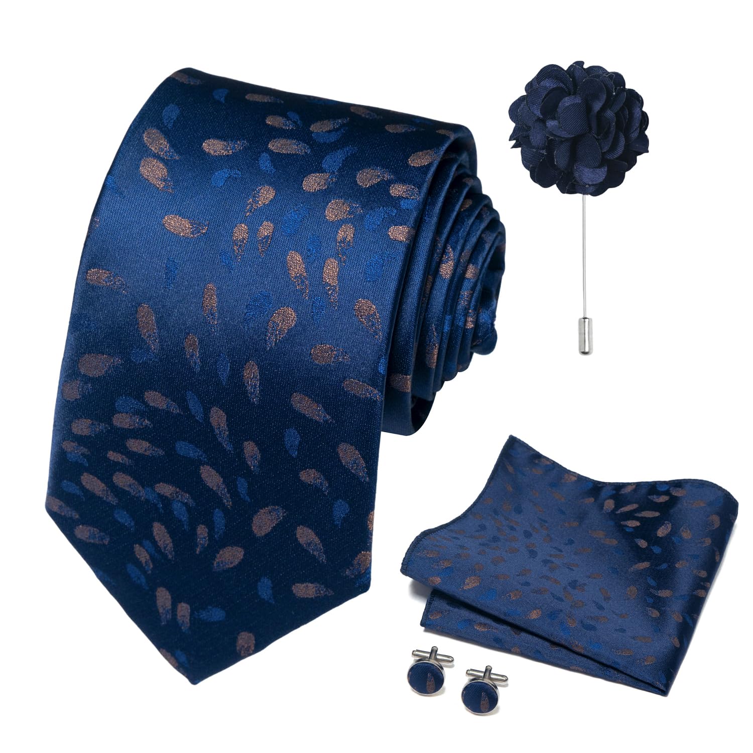 joy alice 70 Colors Ties Set Men Mixed Color Necktie Handkerchief Cufflinks Brooch 3.15 Formal