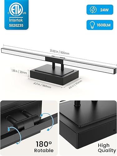 Miniatura 7 de NIORSUN Lámpara de baño moderna de 24 pulgadas, 24 W, 5CCT, regulable, luces LED negras sobre espejo, luces de tocador para baño, espejo de baño,