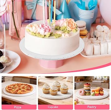 4 PCS 12 Inch Round Cake Boards Drums with Smooth Edges, 1/2 Inch Thick White Food Grade Cake Cardboard Base for Baking Decorating