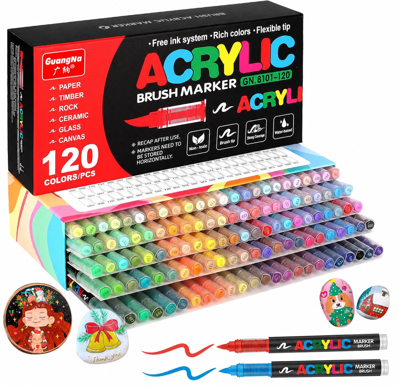 Amazon | Amamao 120色 アクリルペイントマーカー ソフトブラシチップ