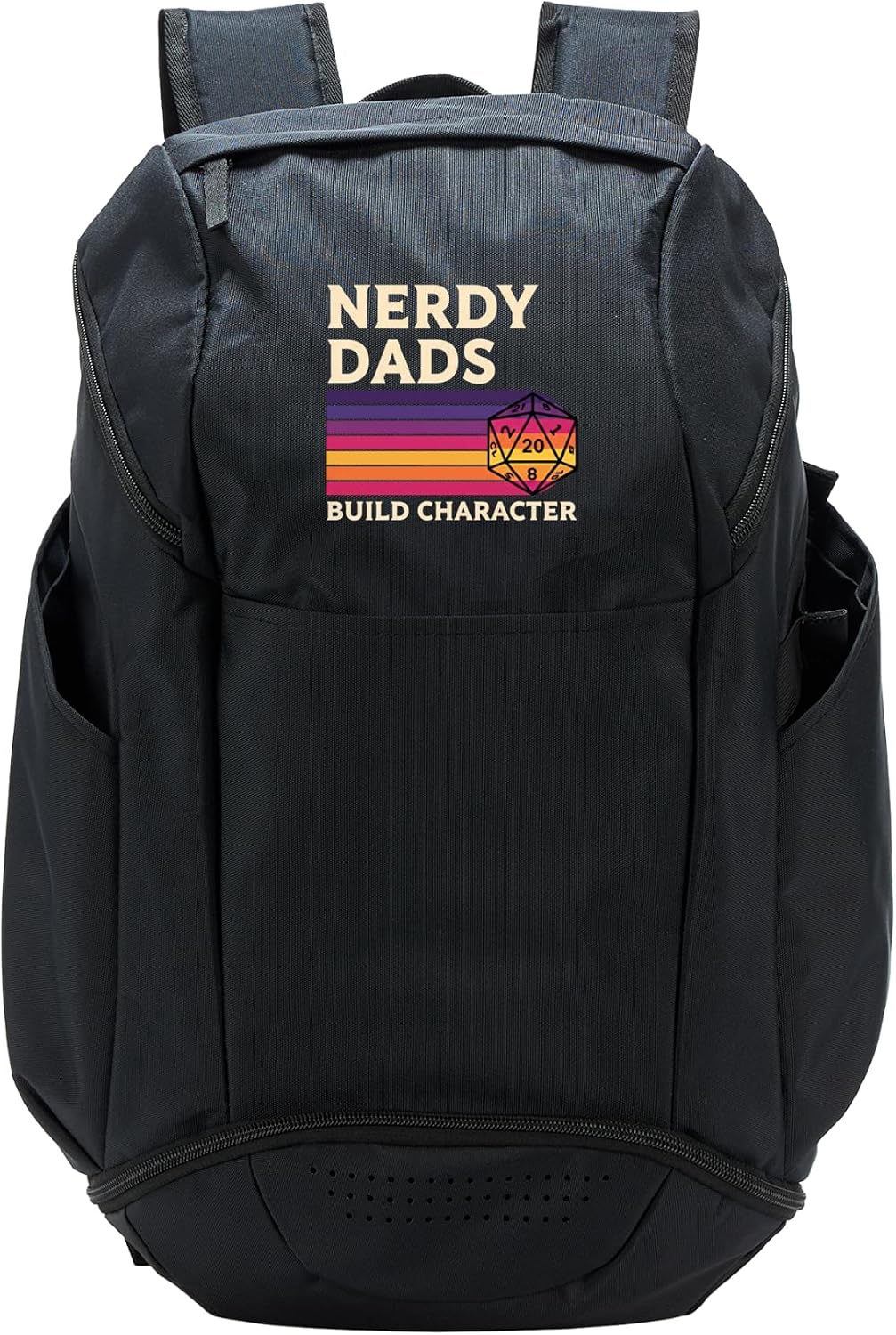 Nerdy Dads Build Character, Retro Tabletop RPG Father's Day Sport Backpack