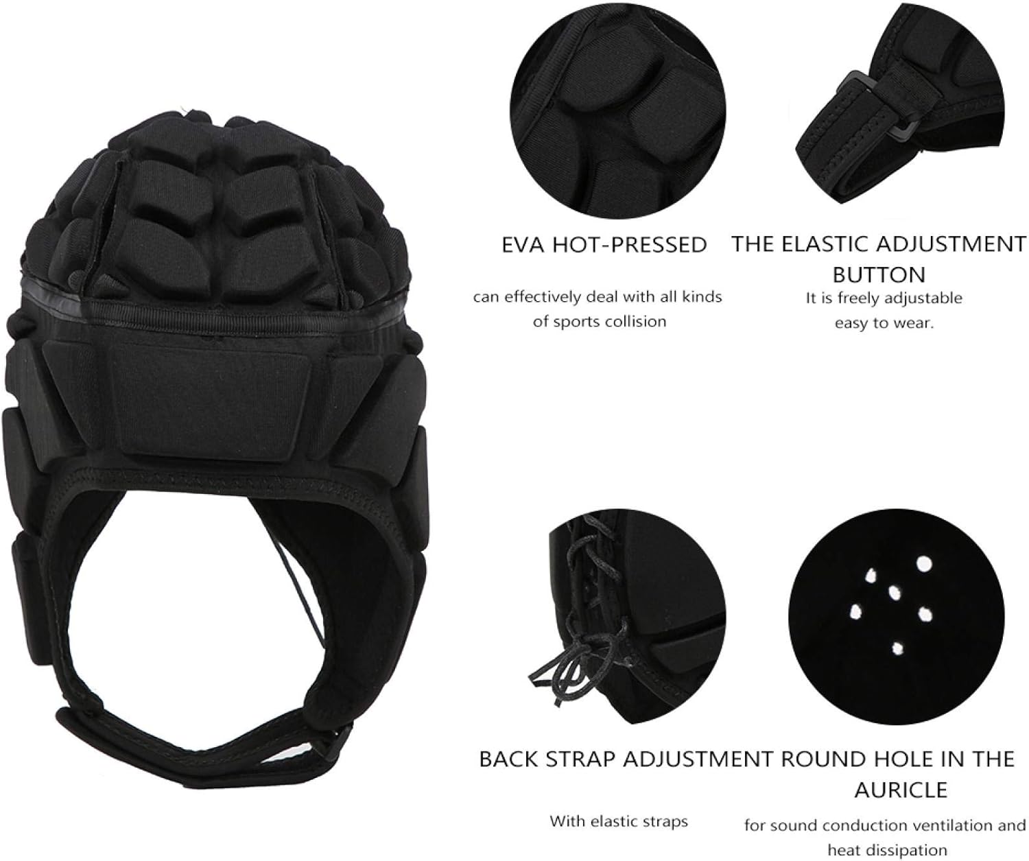 DAUERHAFT Sports Head Protector, Round Hole Comfortable Wear Elastic Button Goalkeeper Helmet EVA for Outdoor Use(#1) : Sports & Outdoors