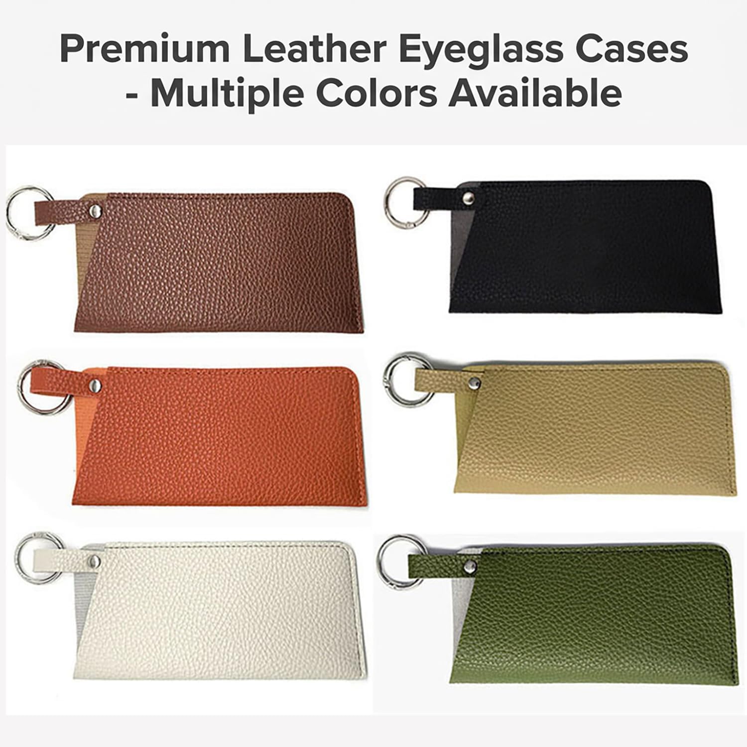 Sunglass Bag Portable Eyeglasses Case with Wrist Strap Button Clip Vegan Leather Pouch for Men & Women