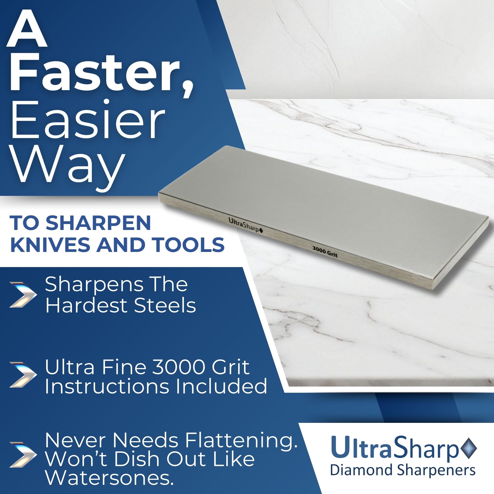 Piedra de afilar de diamante ultra afilada, grano 3000, 8 x 3