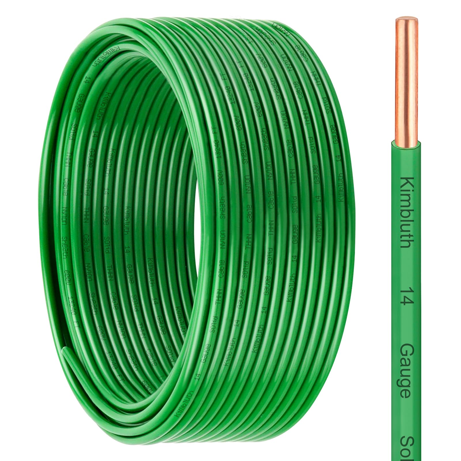 THHN Wire 14 Gauge 25 FT OFC Electrical Wire, 14 AWG Solid Copper Wire Rated up to 600V Building Wire Nylon Jacket for Residential, CNC, Ground,