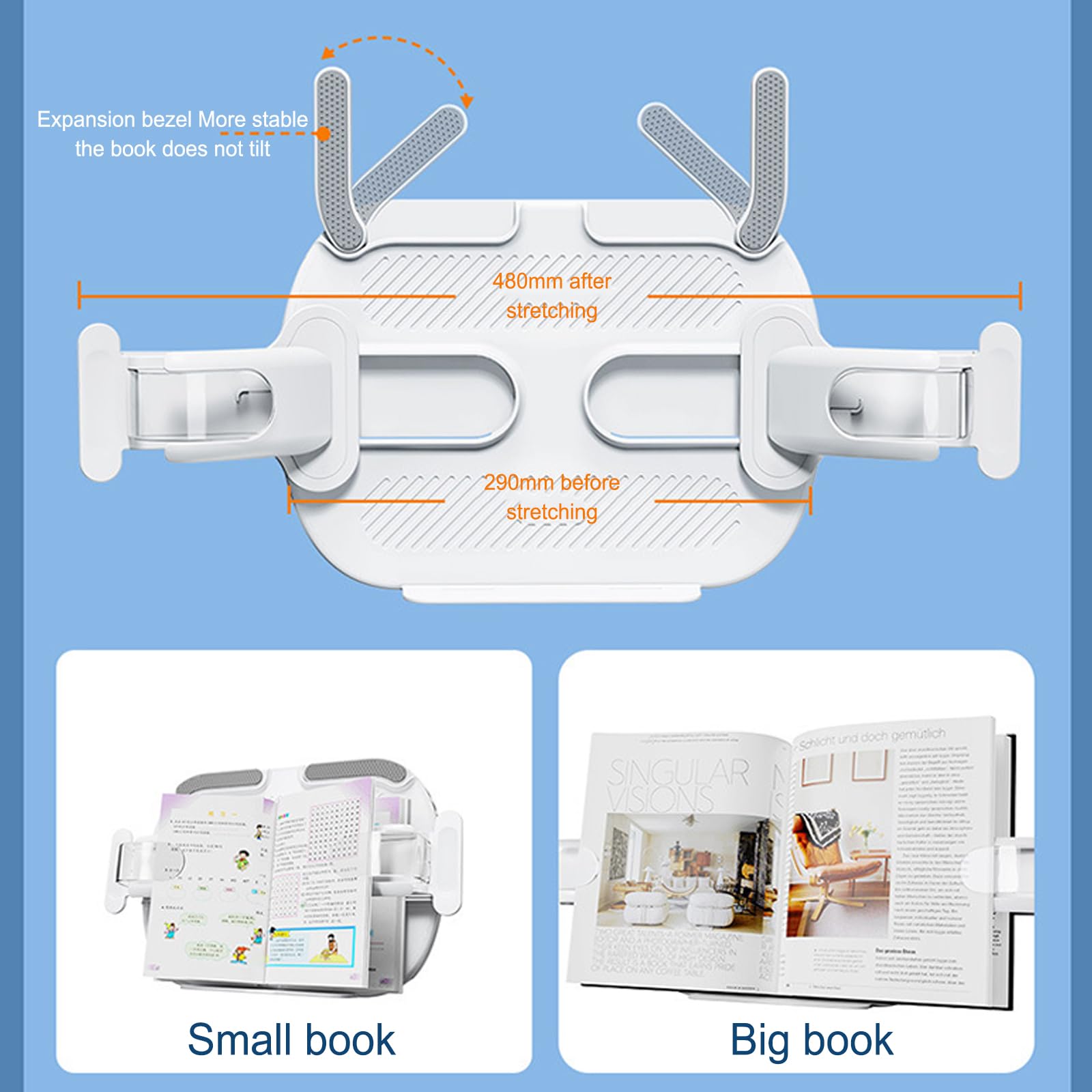 Buhelyc Supporto per Libri per La Lettura, Leggio per Letto, Regolabile Altezza E Inclinazione, Antiscivolo, per Libri, Spartiti, Tablet, Telefoni Cellulari, per Bovindo, Desktop, Divano, Pavimento